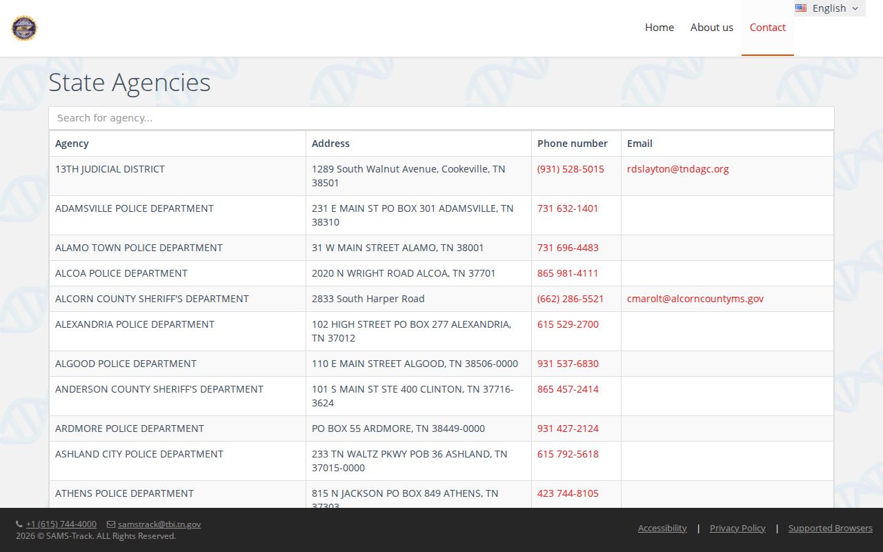 Carroll County arrest records agency directory from TBI