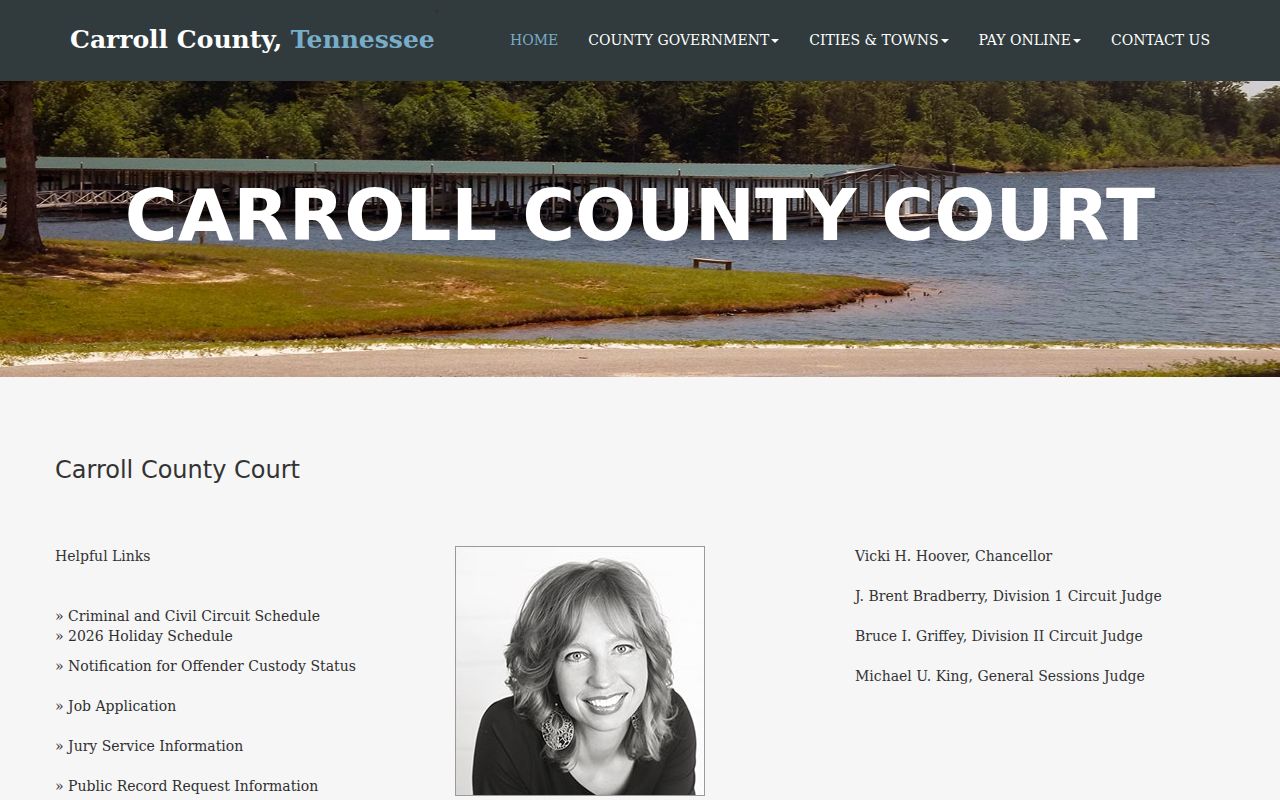 Carroll County criminal court clerk and court officials page