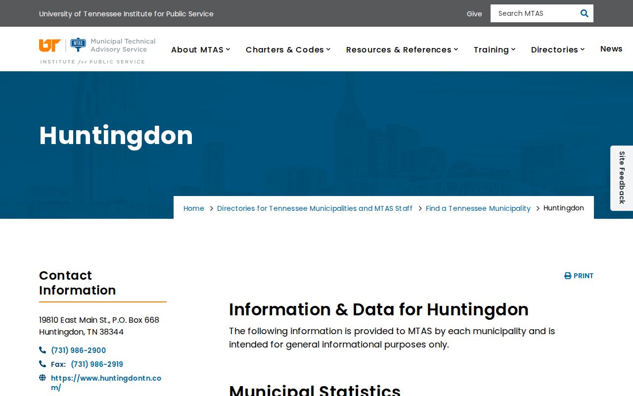 Huntingdon criminal records MTAS city directory