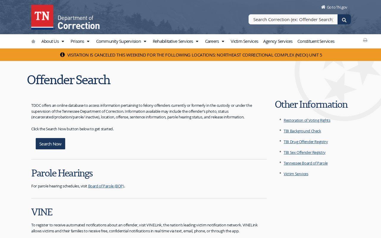 Carroll County felony offender record guidance from Tennessee FOIL
