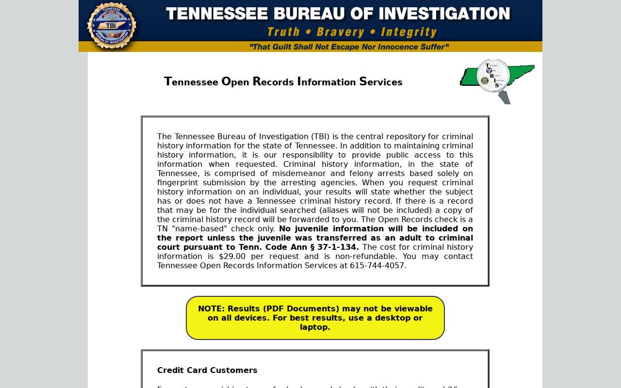 Carroll County criminal history search through the Tennessee TORIS portal